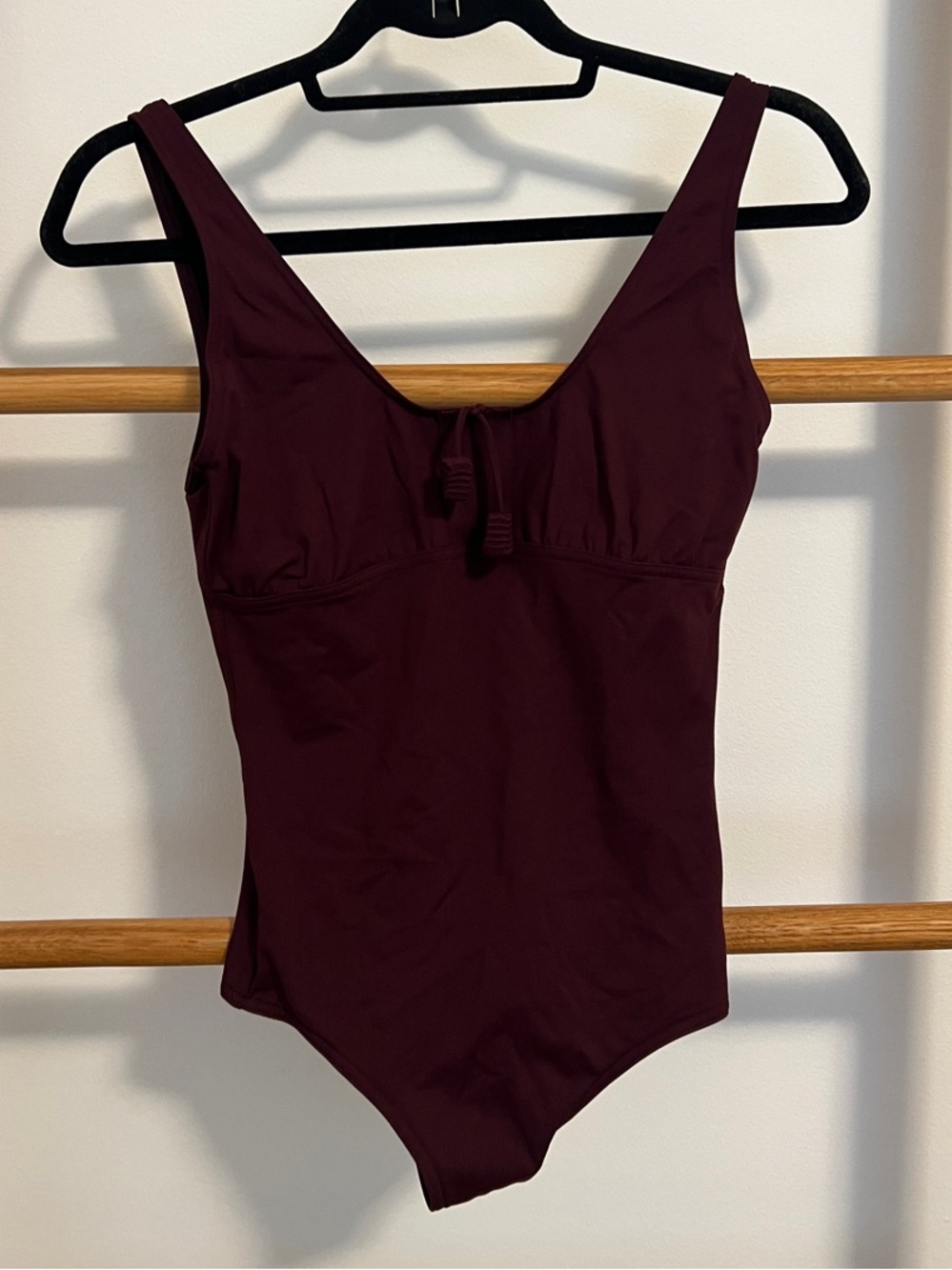 ERES Paris Deep Wine Burgundy Tie Front V-Neck One Piece Swimsuit